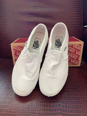 Vans White Slip-On Canvas Loafers - Women’s